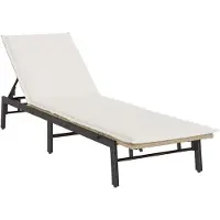 vidaXL Ligstoel met kussen beige polyrotan