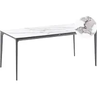 Beliani SOVARETO - Tuintafel - Donkergrijs/Wit - HPL/Aluminium/marmer