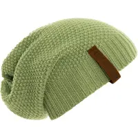 Knit Factory Coco Gebreide Muts Heren & Dames - Sloppy Beanie hat - Sage Green - Warme Lichtgroene Wintermuts - Unisex - One Size