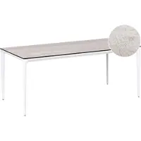 Beliani SOVARETO - Tuintafel - Wit/Lichtgrijs - HPL/Aluminium