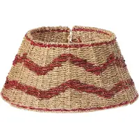 Beliani HIVER - Kerstboomrok - Natuurlijk/Rood - ⌀ 51 cm - Zeegras