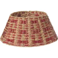 Beliani NEIGE - Kerstboomrok - Naturel/Rood - ⌀ 52 cm - Zeegras