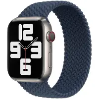 Apple Gevlochten solobandje voor de Watch | 44/45/46/49 mm - Maat 11 - Abyss Blue