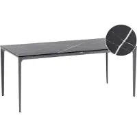 Beliani SOVARETO - Tuintafel - Donkergrijs/Zwart - HPL/Aluminium/marmer