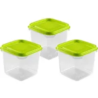 Hega hogar Vershoudbakjes - set 12x stuks - 0.3 liter - transparant/lime groen - L8 x B8 x H11 cm - Mealprep - Maaltijden bewaren
