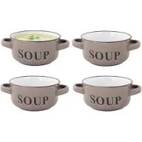 COSY&TRENDY Cosy & Trendy Soepkommen Classic - taupe - 8x stuks - 14 x 7 cm - keramiek - soepkommetjes - 470 ml