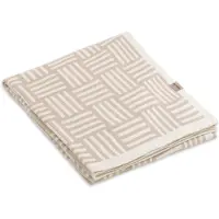 Knit Factory Dash Gebreid Plaid - Woondeken - plaid - Katoenen deken - Kleed - Geblokt/gestreept motief - Ecru/Linnen - 160x130 cm