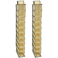 Gerimport Camping opberg/hangkast - 2x - 10 vaks - opvouwbaar - beige - 30 x 120 cm