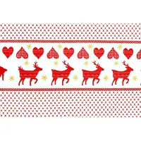 Benza Kerst Tafelkleed Airlaid 140 x 220 cm – Rood/Wit – Rendieren & Hartjes – Luxe Wegwerp Tafellaken