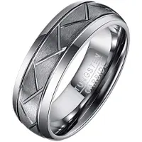 Mendes Wolfraam heren ring Diagonale Groeven-21.5mm
