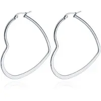 Cilla Jewels Dames oorringen Edelstaal Zilverkleurig hartje-30mm