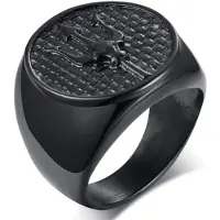 Mendes heren ring Edelstaal Trident Zwart-17mm