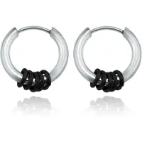 LGT JWLS Stalen creolen Flexible Rings Silver Black-18mm