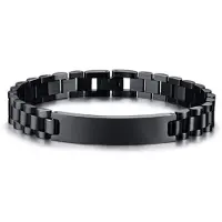 TJ Tom Jaxon Heren armband Tom Jaxon Edelstaal Graveerplaat Zwart - 21cm