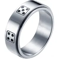LGT JWLS Stalen mannen ring Dobbelsteen spinner Zilver-19mm