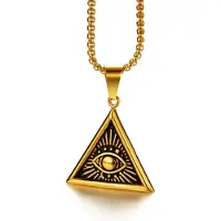 Mendes heren ketting Edelstaal Egyptisch Alziend Oog Goudkleurig
