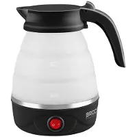 Brock Electronics Opvouwbare Elektrische Reiswaterkoker 0.5L – Compacte Mini Waterkoker voor Camping, Reizen & Hotel – 800W – Draagbare Vouwbare Waterkoker – Zwart