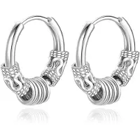 Mendes Heren oorringen staal zilverkleurig met details en 4 ringen - 20mm