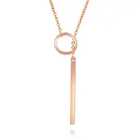 LGT JWLS Hippe Staaf ketting Edelstaal Bar T met Cirkel Rose