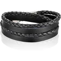 LGT JWLS Leren Wrap armband LGT Jewels Gevlochten leer Zwart