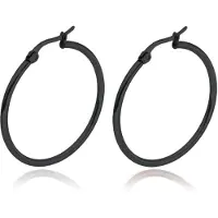 Cilla Jewels Hoop oorringen Dames Edelstaal Zwart-60mm
