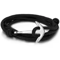 LGT JWLS Anker armband polyester koord Zwart Zilverkleurig