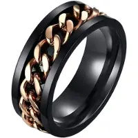 LGT JWLS Stalen herenring met Cubaanse ketting Zwart Goud-21.5mm