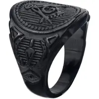 Mendes Heren ring Vrijmetselaars Edelstaal Zwart -18mm