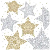 Duni - Servet l33b33 cm snowstars wht 20st