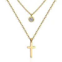 Cilla Jewels Gelaagde dames ketting Edelstaal Verguld Goudkleurig Kruis