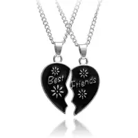 LGT JWLS BFF Ketting LGT Jewels Best Friends Hartje Zilverkleurig Zwart