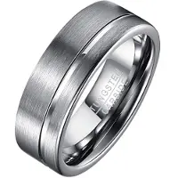 TJ Tom Jaxon Wolfraam heren ring Groef Zilverkleurig-18mm