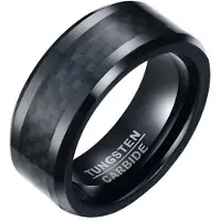 Mendes Wolfraam heren ring Carbon Fiber Zwart 8mm-21.5mm