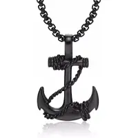 Mendes Zwarte anker kettinghanger van Jewelry
