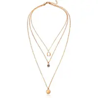 LGT JWLS Gelaagde goudkleurige ketting Wishing Bone muntje en Zirkonia