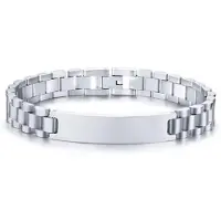 TJ Tom Jaxon Heren armband Tom Jaxon Edelstaal Graveerplaat Zilverkleurig - 21cm