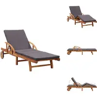The Living Store Zonnestoel - Zonnestoelen - Zonnebed - Zonnebedden - Ligbed met kussen massief acaciahout