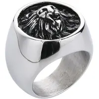 Mendes heren ring Leeuw Edelstaal Zilverkleurig-18mm
