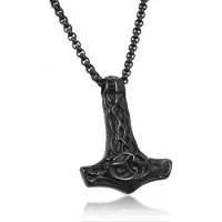 Mendes heren ketting Edelstaal Viking Thors Hamer Zwart