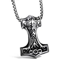 Mendes Heren ketting Viking Hammer Of thor kettinghanger Zilverkleurig