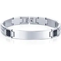 Mendes ID Armband Edelstaal Carbon Fibre Zilverkleurig