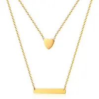 Cilla Jewels Dubbele ketting Edelstaal Verguld Goudkleurig Horizontal Bar Heart