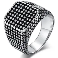 Mendes Titanium Zegelring heren Zilverkleurig Zwart-21.5mm
