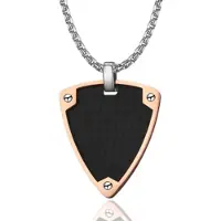 TJ Tom Jaxon Tom Jaxon Dogtag Driehoek kettinghanger Edelstaal Carbon Rosegoudkleurig Zwart