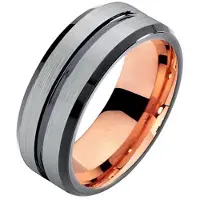 Mendes heren ring Wolfraam Rose Verguld Mat Zilver 8mm-18mm