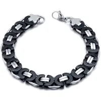 Mendes Stalen heren armband Koningsschakel Zwart - 23cm
