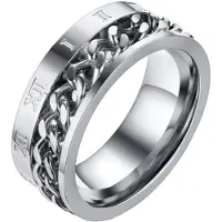 Mendes heren ring Cuban Link Roman Numeral Silver-18mm