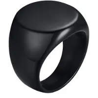 Mendes Stalen heren ring Ronde Zegel Zwart-18mm