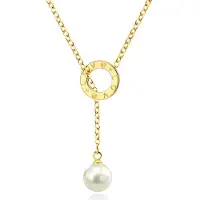 Cilla Jewels Dames ketting Edelstaal Verguld Goudkleurig Love Disc Parel