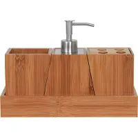 MSV Badkamer Accessoireset 3-Delig – Tandenborstelhouder, Zeeppomp en Beker – Compacte Badkamerset voor Kleine Ruimtes